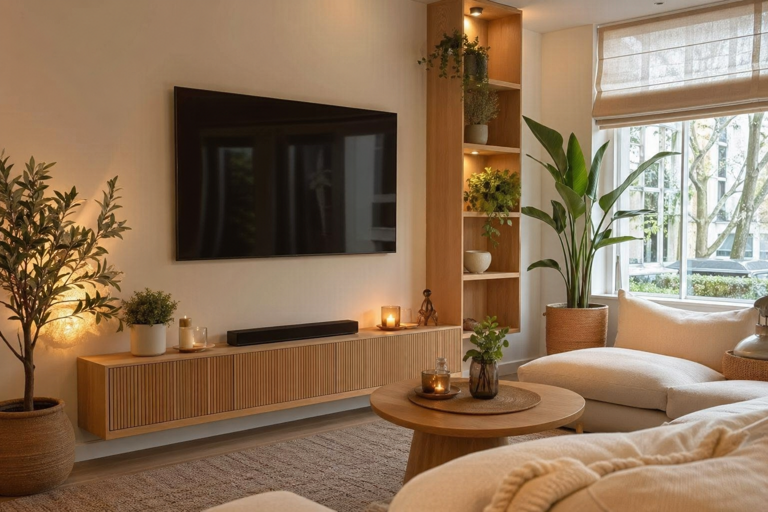 Moderne woonkamer met televisie